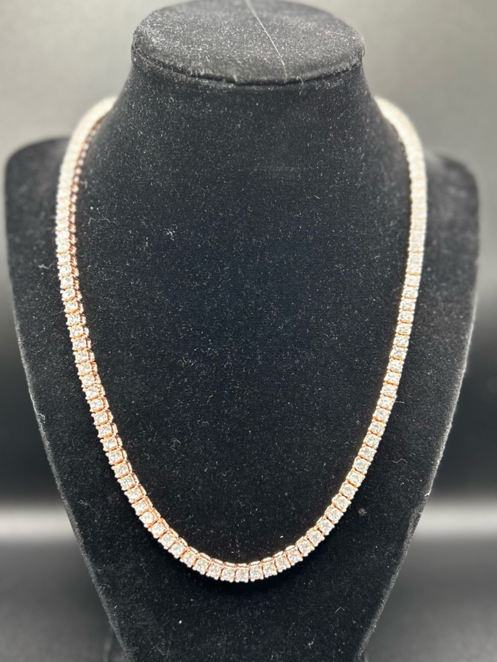 Rose Gold Tennis Necklace with Cubic Zirconias